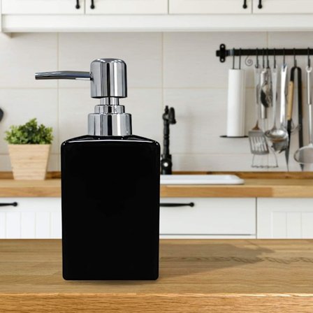Tvålpumpar, 320ML Fyrkantig Tvål- & Lotionpump för Kök/Badrum/Tvättstuga, Påfyllningsbar Schampo, Handtvål, Diskmedel (Svart)