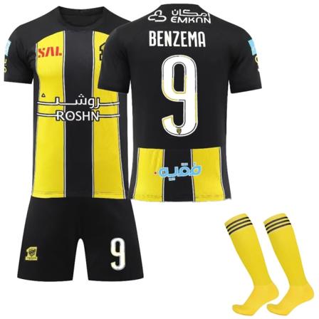 23-24 ny Jeddah United hjemmetrøye nr. 9 Benzema nr. 7 Kanter barnedress fotballdrakt NO.9 BENZEMA 24