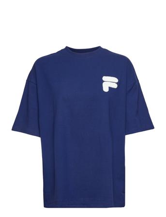Cottens Dropped Shoulder Tee T-shirt Top Blå FILA