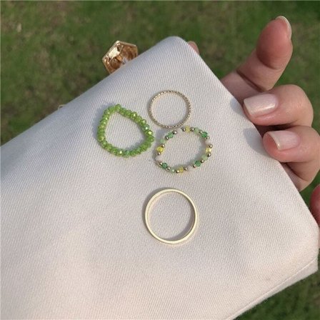 Koreansk Punk Butterfly Ring Set Mode Geometrisk Finger Tunna Ringar för kvinnor Kpop Cute Bead Elastisk Ring 2022 Knog Smycken