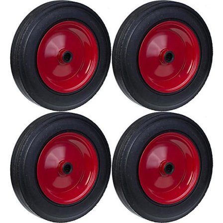 Gummi hjul - 350mm - Stålcentrum - Paket med 4 - Kapacitet 1600 kg