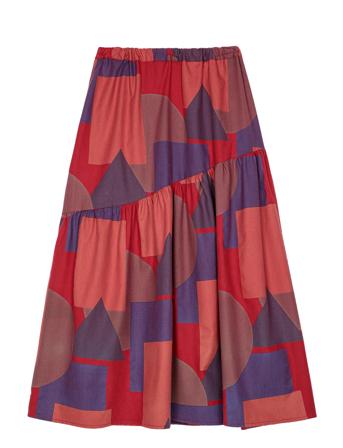 Geometric All Over Flared Skirt Knelangt Skjørt Rød Bobo Choses*Betinget Tilbud
