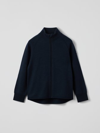 Jakke ullfrotté i merino - 134|140 - barneklær - blue - Polarn O. Pyret