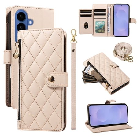 Rhombus Samsung Galaxy S26 Plånboksfodral Konstläder Ställ - Beige