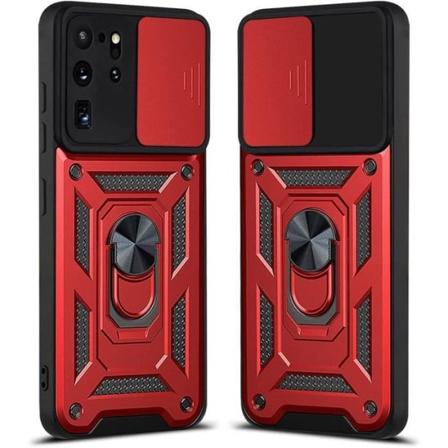 Etui til Samsung S20 Ultra (6,9") Red Hard Army Style kameracover Stødsikker ring tilbage Anti-ridse Röd