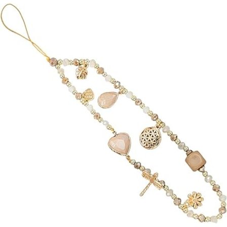 1 st beige kristall anti-förlorad telefon berlock kedja, nyckelring snöre