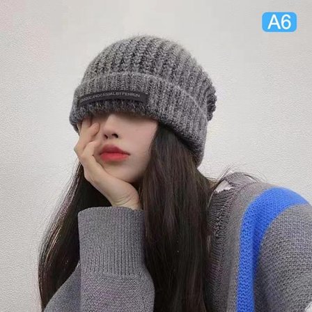 Talvinen neulottu pipo naisille, löysä pääkallopipo, yksivärinen Fem A6