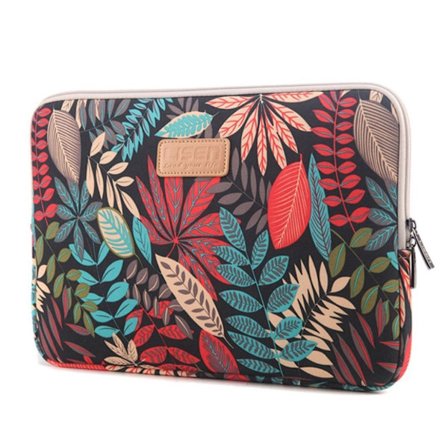LISEN Universal beskyttelses veske til laptop med fargerike blader tekstur - svart bakgrunn