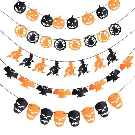 5 kpl Halloween-koristeita Halloween-lippu-banneri Hämähäkkibannereita Locket Onnellinen Halloween-juhlat Bannerit Lippu-koristeet Musta 16X15CM Black