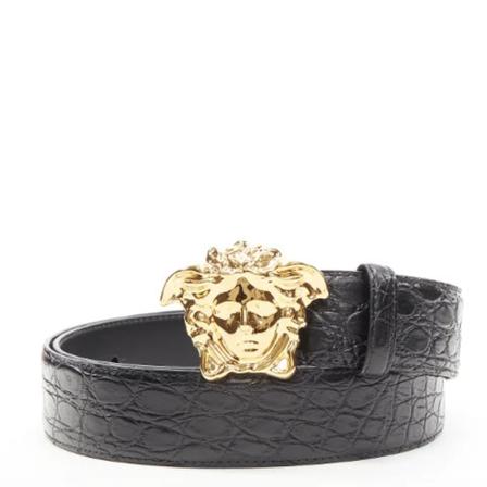 Versace Pre-owned, Pre-owned Leather belts Zwart, Dames, Maat:ONE Size