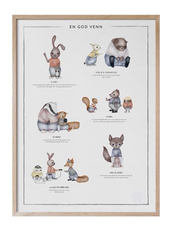 En God Venn - En Bra Kompis På Norska Home Kids Decor Posters & Frames Posters Friendship Posters Multi/mönstrad Kunskapstavlan