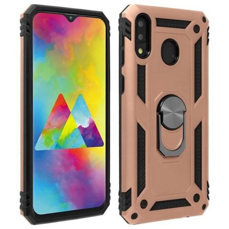 Coque - AVIZAR - Samsung Galaxy M20 - Bi-material - Hård och mjuk - Videostöd rose gold