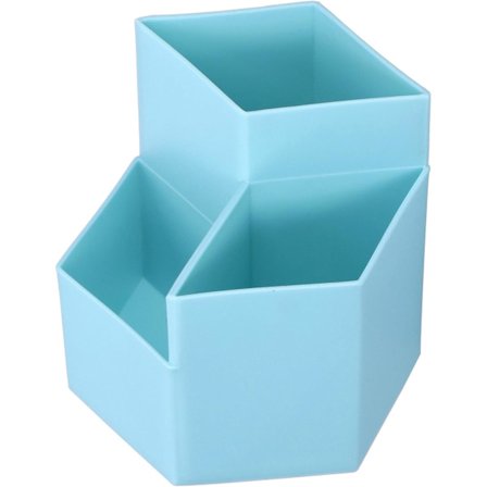 Hexagonal Penholder til Skrivebord, Plastikblyantorganisator med Stor Kapacitet og Stabil Base, Lyseblå Kontor- og Skoleartikler Opbevaring