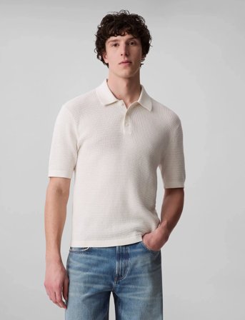 Calvin Klein Jeans Ss Smth Cttn Wffl Pl - White - XXL