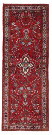 Hamadan Rug Hand Knotted 80X217 Runner Dark Red/Black Persia