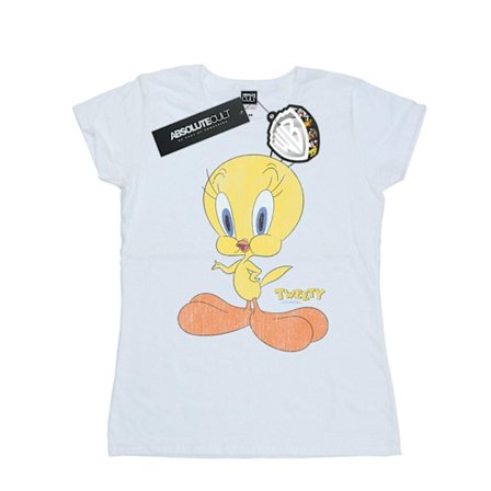 Looney Tunes Dam/Damer Tweety Pie Distressed Bomull T-shirt