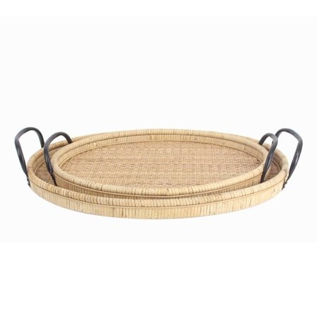 Rattan bakkesæt, 62x39x10cm, naturlig sort finish