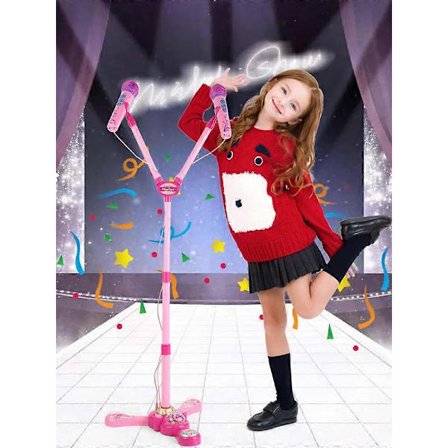 Helt ny musikk Mikrofon Tidlig utdanning Leker, studentforestillinger Leke Læremidler Rosa Med Lys Spille Sanger Blå Plast 50% Tilbud {YFL}