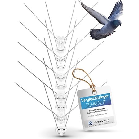 Effektiv premium duebeskytter laget av slitesterkt rustfritt stål, fuglesikringsspigger for balkong, tak og vindu, 3 meter med duespigger