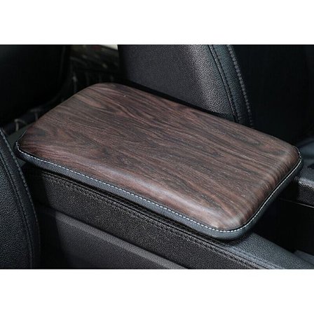 Car Wood Grain Armstöd Pad Auto Seat Förvaringsbox Överdrag Skyddskudde Brun