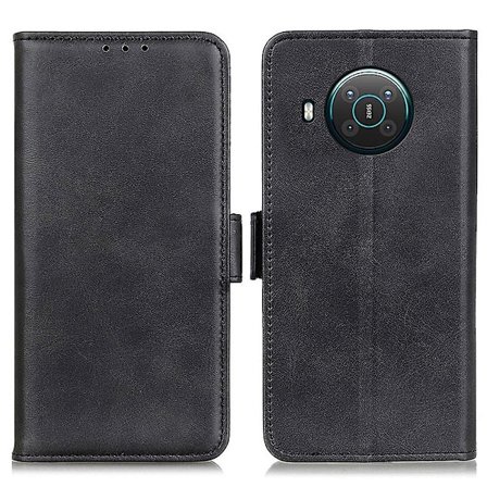 Magneettinen kaksoissoljella varustettu nahkainen lompakkokotelo Nokia X20/X10 -puhelimille (FW)