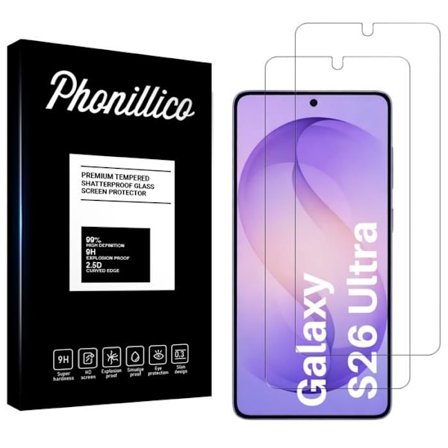 Karkaistu lasi Samsung Galaxy S26 ULTRA:lle [Pakkaus 2] Näytönsuojakalvo Phonillico