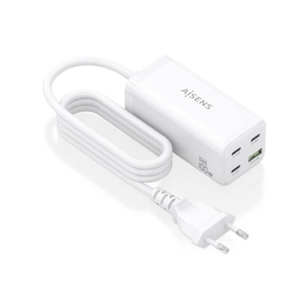 CARGADOR GAN AISENS SOBREMESA 100W 3XUSB-C PD3.0 QC4.0 QC5.0 USB-A QC3.0