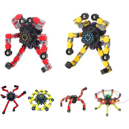 Fidget Spinner - Kul design - Fidgetleketøy - Kreativ transformerbar fingertupp gyro Spinner mech kjedelager - Morsom dekompresjon - Anti-angst (rød 