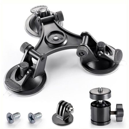 ING Egnet til Nikon Canon Sony DSLR/videokamera + GoPro Hero Sony Garmin Xiaomi Yi SJCAM Bilrudeholder, Tripel Sugekop til DSLR Kamera