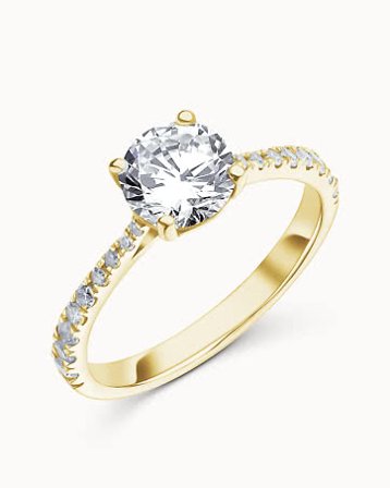 Francesca Side-stone Ring 18K Yellow Gold Natural Diamond 0.30 Carat - Engagement Rings from Vanbruun