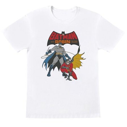 DC Comics Girls Batman And Robin Bomull T-shirt 7-8 År Vit