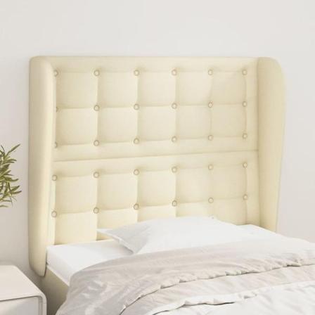 Vidaxl Huvudgavel Med Kanter Gräddvit 103x23x118/128 Cm Konstläd Kräm
