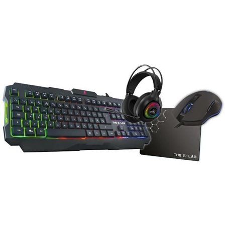 4 in 1 Gaming Combo - Bakgrundsbelyst tangentbord / Bakgrundsbelyst mus / Headset + Musmatta - THE G-LAB - COMBO-ACTINIUM/FR