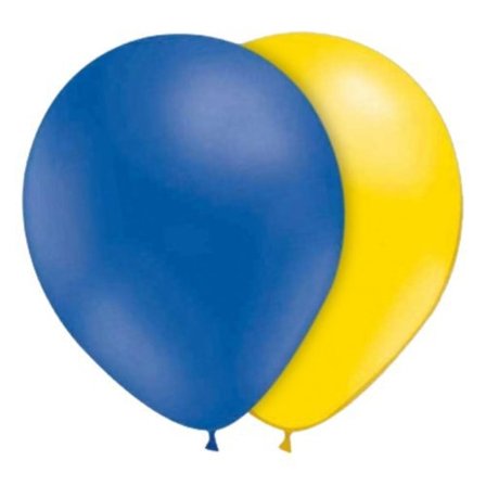12-Pack - Ballonger Blå/Gula - Runda - Sverige Student