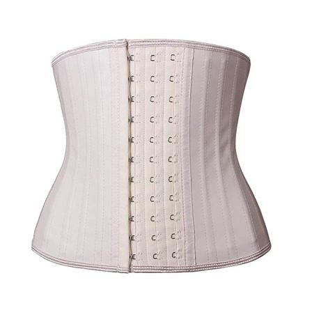 Gummikorsett i midja i glansig latexkorsett magband Beige color short model 24cm 5XL