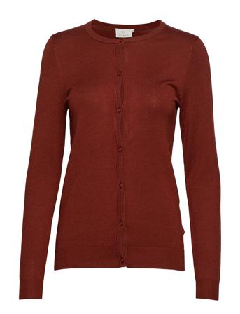 Astrid O-Cardigan Stickad Tröja Cardigan Brun Kaffe