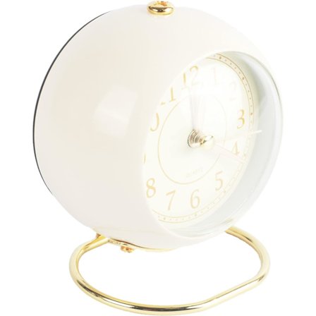 Vintage analog väckarklocka (Vit), Silent Metal Alarm Clock, Lou