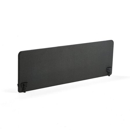 Ścianka biurkowa ZONE, czarne uchwyty, 2000x650x36 mm, tkanina Etna, antracyt