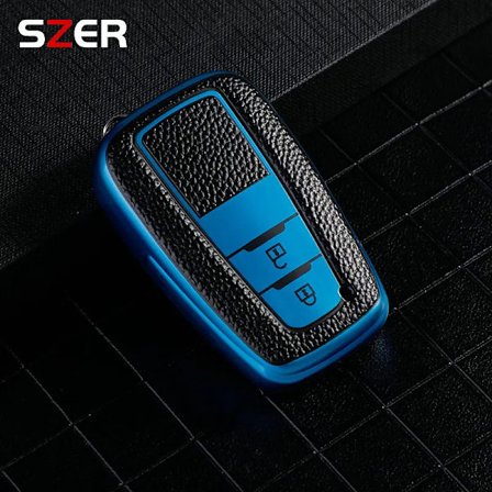 AUTO Læder TPU Bil Nøgle Cover Etui Shell Fob Til Toyota Prius Camry Corolla C-HR CHR RAV4 Prado 2018 Nøglering Tilbehør