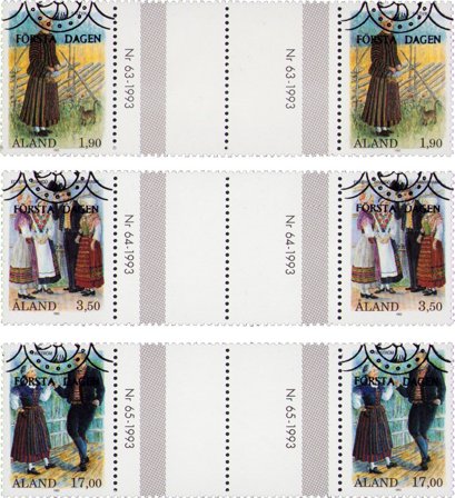 Åland - MICHEL 72-74 - Stemplede gutterpairs