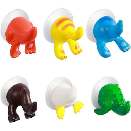 Luova imukuppikoukku lapsille, tavallinen vaateripustin, pyyhekoukku, kodin sisustus, eläinkoukku, 6 kpl:n setti, koukku olohuoneeseen, 