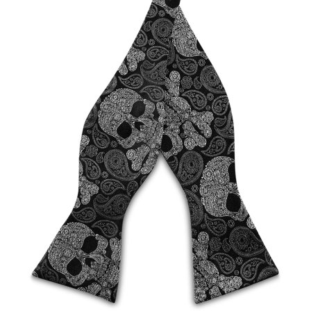 Nœud papillon à nouer en soie à motif cachemire noir et gris pour hommes - Noeuds papillon à nouer