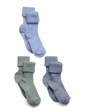 mp Denmark Cotton Rib Baby Socks - 3-Pack - Blue - 15/16