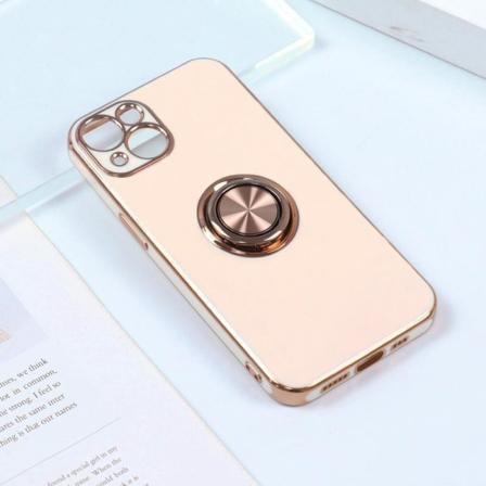 Lyxigt Stilrent Skal ‘iphone 14 Plus‘ Med Ring Ställ-funktion Gu Rosa