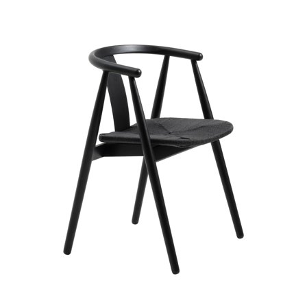 Relate Spisebordsstol, Sort Eg, Naturlig Papirflet - Elegant Design, 59x52x76.6cm - Spisestue Stol - Holdbar & Stilfuld - Sort Spisebordsstol i Eg & 