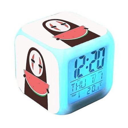 Spirited Away Faceless Man Alarm Clock Colorful Color Changing Square Alarm Clock Led Night Light Birthday Gift Gift #8