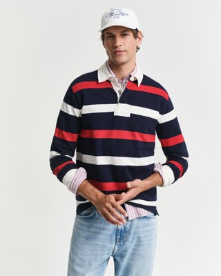 GANT - Retro stripet heavy rugger til herre evening blue