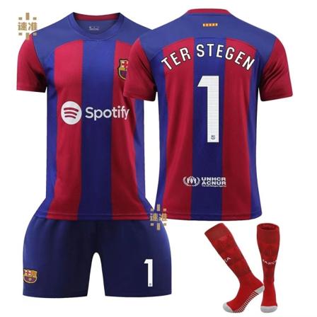 23/24 Barcelona hjemmefodboldtrøje med Trumps 1 TER TRIN- Perfet 1 TER STEGEN S