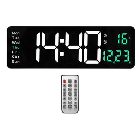 15 digital väggklocka USB tvåfärgsskärm med fjärrstyrt gym Green