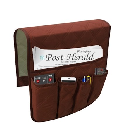 Armlene Organizer TV Fjernkontrollholder - 5 Lommers Oppbevaring for Sofa Lænestol Kaffe